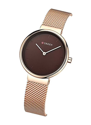 Curren Analog Watch for Women with Stainless Steel Band, Water Resistant, 9016, Rose Gold-Brown