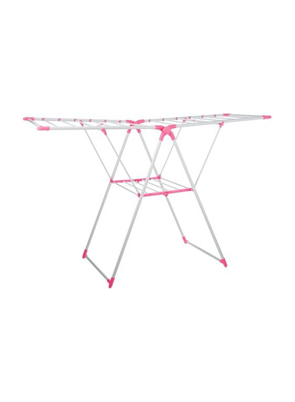 

Generic Steel Cloth Dryer Rack Cloth Drying Stand, White/Pink
