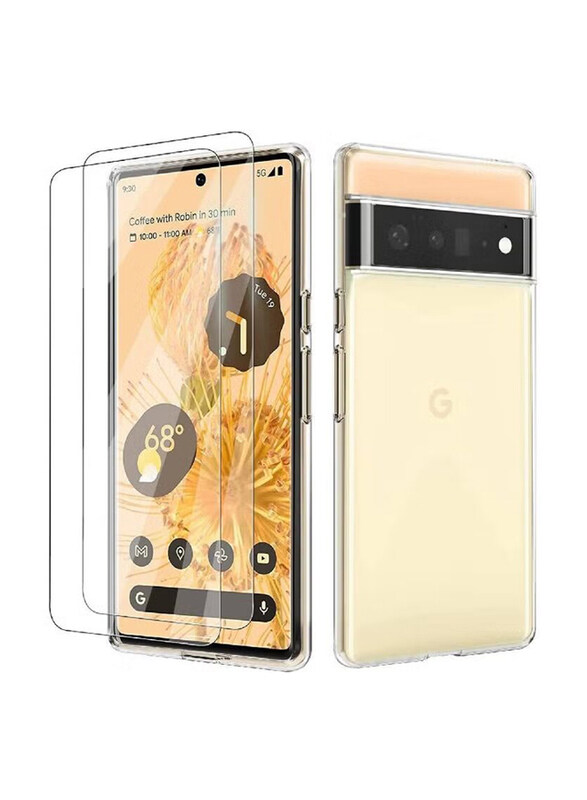 

Generic Google Pixel 6 Pro Ultra Slim Protective Silicone Mobile Phone Case Cover with 2 Screen Protector, Clear