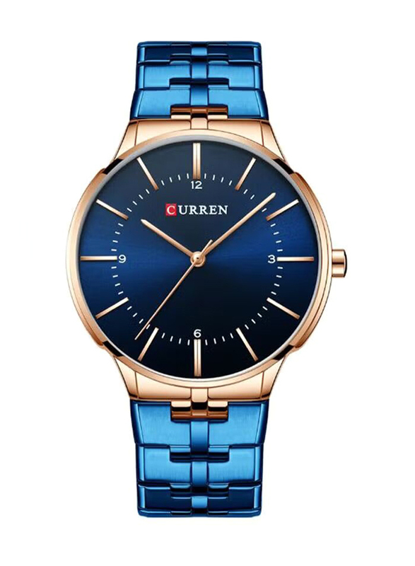 Curren Analog Watch for Men with Stainless Steel Band, Water Resistant, 8327, Blue