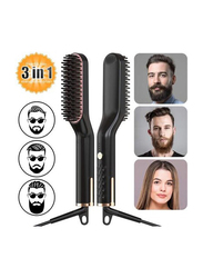 3-In-1 Bikuul Electric Portable Heated Beard Straightener Comb, Eu Plug, Black