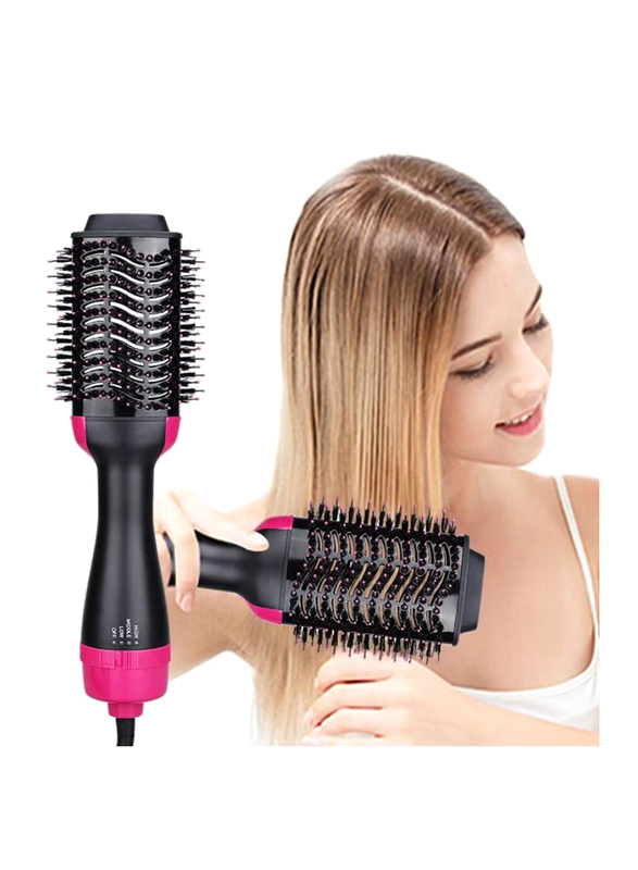 3-in-1 Hair Dryer and Styling Brush, Black/Pink