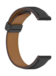 Perfii Genuine Cow Leather Folding Buckle Watch Strap for Huawei Watch 4 Pro / Watch 4 / Watch 3 / Watch 3 Pro, Black