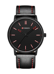 Curren Analog Watch for Men with Leather Band, Water Resistant, 8233, Black