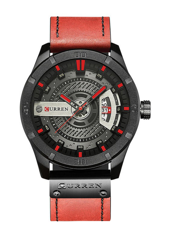 

Curren Analog Watch for Men with Alloy, J2775R-KM, Red-Black