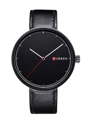 Curren Analog Quartz Watch for Boys with Leather Band, Water Resistant, 32727028520, Black