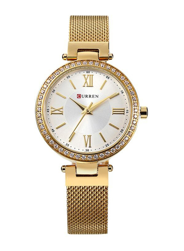 Curren Analog Watch for Women with Stainless Steel Band and Water Resistant, 2358899, Gold-Silver