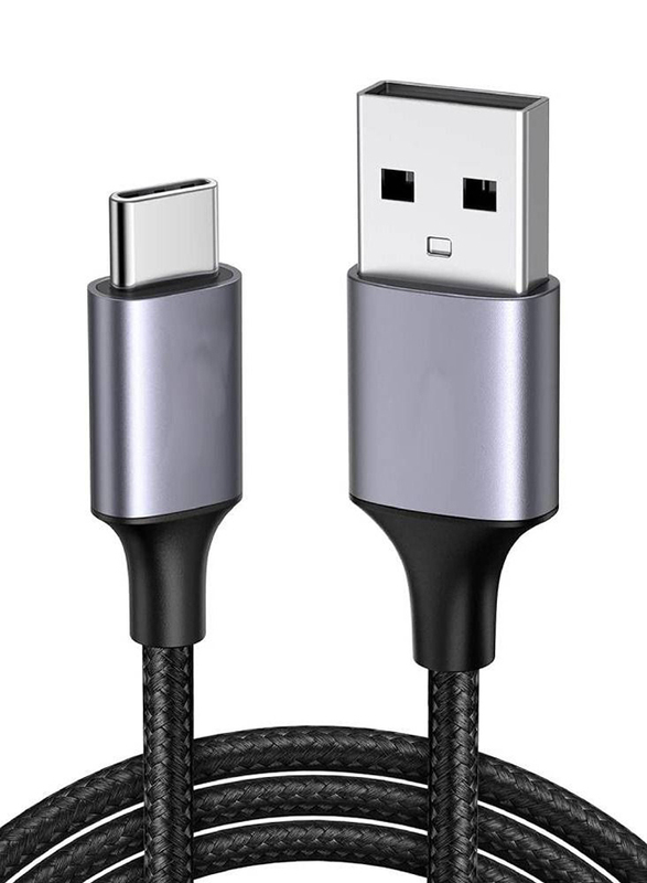 3-Meter USB Type-C Cable, Nylon Braided Fast Charging USB Type A Cable to USB Type-C for Smartphones/Tablets, Black