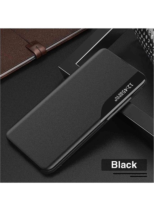 Case Me Protective Windows Smart View Flip Foldable Kickstand Case Cover for Huawei P60/P60 Pro, Black