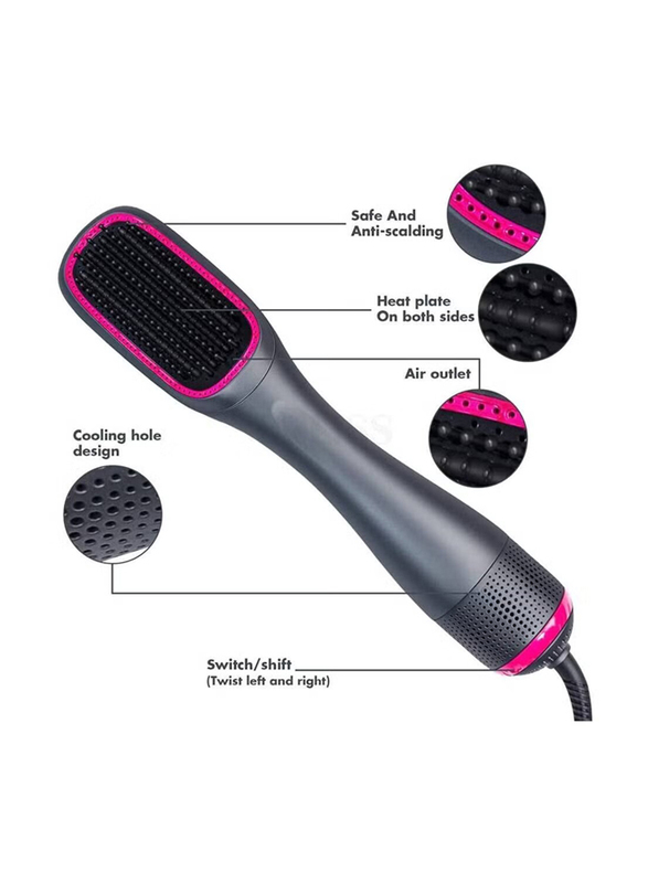 Arabest 3 In 1 Professional Hair Brush Negative Ion Blow Dryer Straightening Brush Hot Air Styling Comb, Grey