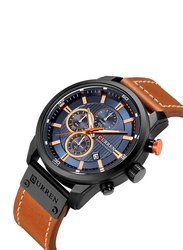 Curren Analog Stylish Watch for Men, Water Resistant and Chronograph, J3591-5-1-KM, Brown-Blue