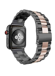 Replacement Stainless Steel Band Strap for Apple Watch 44mm, Black/Pink