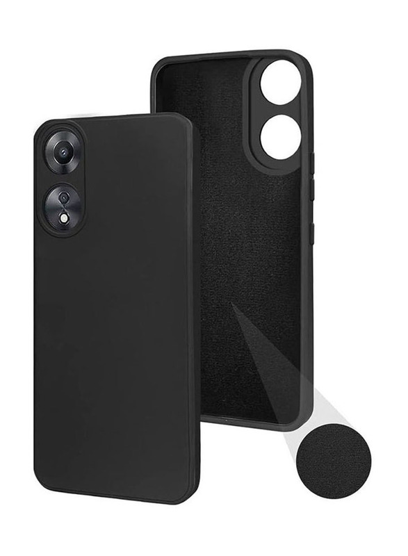 Zoomee Oppo A78 5G/A58 5G/A58X Soft Liquid Silicone Gel Rubber Microfiber Lining Mobile Phone Back Case Cover, Black