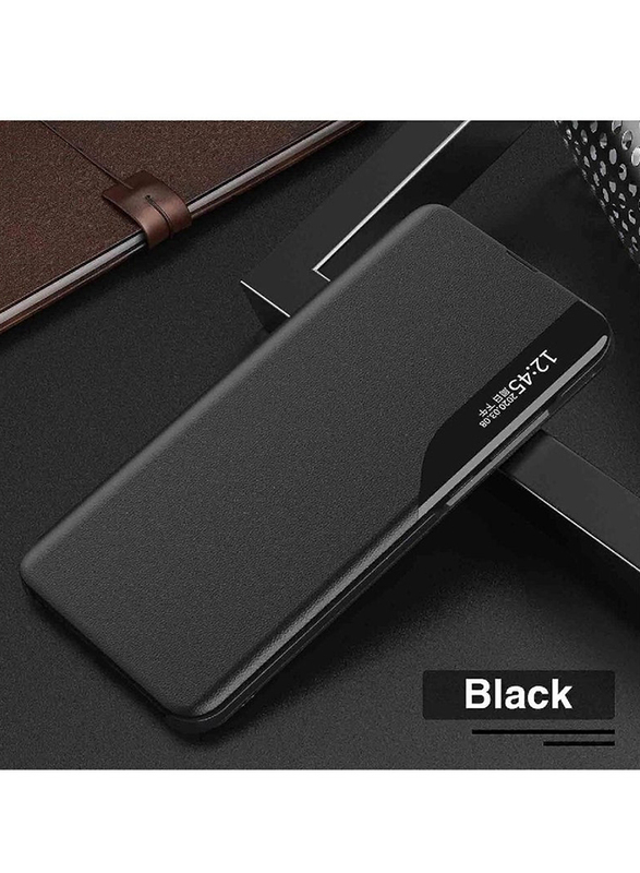 Olliwon Protective Windows Smart View Flip Foldable Kickstand Case Cover for Xiaomi Mi 13 Pro, Black