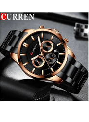 Curren Analog Watch for Men, Water Resistant and Chronograph, 8358, Black/Black