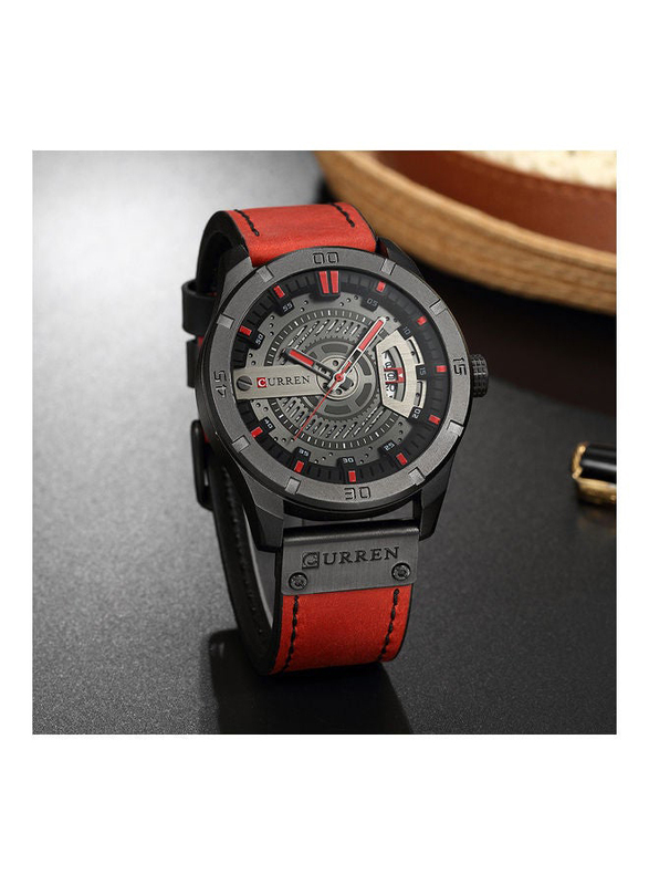 Curren Analog Watch for Men with Alloy, J2775R-KM, Red-Black