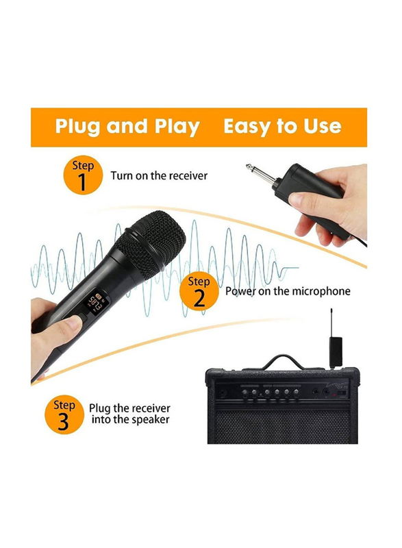XiuWoo 2-Piece Wireless UHF Dual Portable Handheld Dynamic Karaoke Mic with Rechargeable Receiver, Cordless System, Multicolour