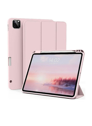 Dux Ducis Apple iPad Pro 12.9 6th/5th Gen 2022/2021 Protective Trifold Stand Auto Sleep/Wake Flexible Back Tablet Case Cover, Pink