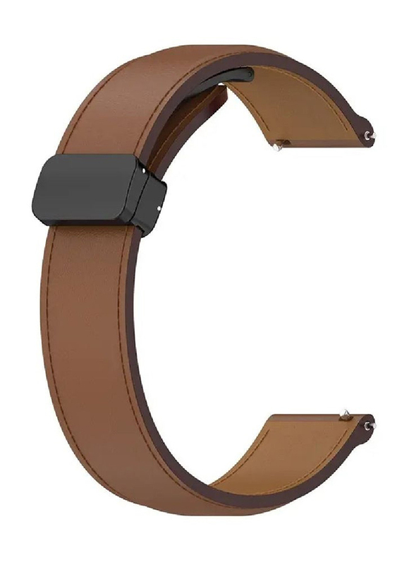 Perfii Genuine Cow Leather Watch Strap 22mm Folding Buckle Wristband for Samsung Gear S3 Frontier/Gear S3 Classic/Gear2 R380/Gear2 Neo R381, Brown