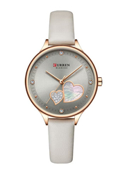 Curren Analog Watch for Women with Leather Band, Water Resistant, J-4817W, Grey