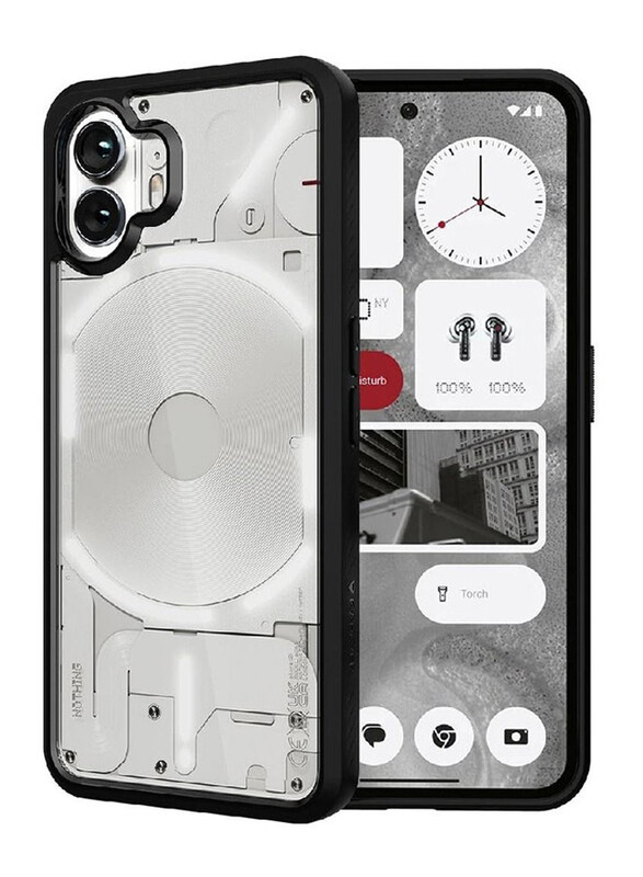 

Olliwon Nothing Phone 2 Protective Shockproof Transparent PC & Black TPU Bumper Mobile Phone Case Cover, Black/Clear