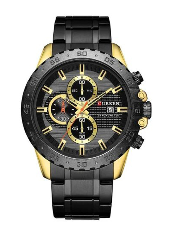 Curren Analog Watch for Men, Water Resistant and Chronograph, 8334, Black/Black
