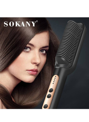 Sokany Professional Glam Look Hair Straightening Comb Brush, Rose Gold/Black