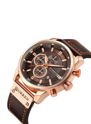 Curren Stylish Analog + Digital Wrist Watch for Men with Stainless Steel Band, Water Resistant, J3591-4-1-KM, Brown