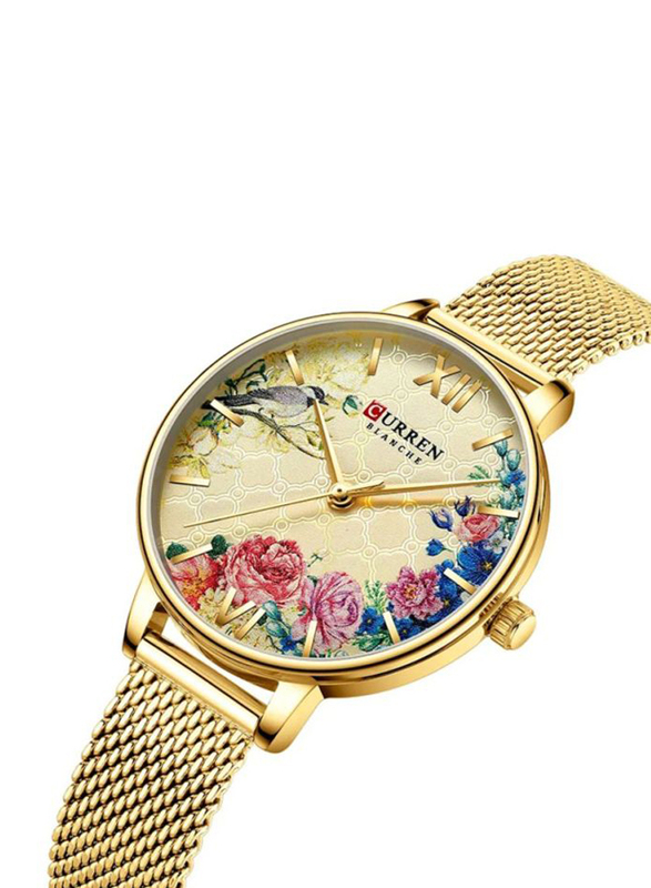 Curren Analog Watch for Girls with Metal Band, C9059L-3, Gold