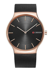 Curren Analog Watch for Men with Stainless Steel Band, Water Resistant, 8256, Black-Black