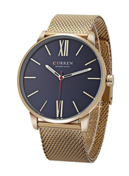 Curren Analog Watch for Men with Stainless Steel Band, Water Resistant, M8238, Gold-Black