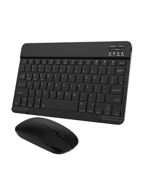 Gennext Ultra-Slim Rechargeable Portable Wireless Bluetooth English Keyboard and Mouse Combo, Black