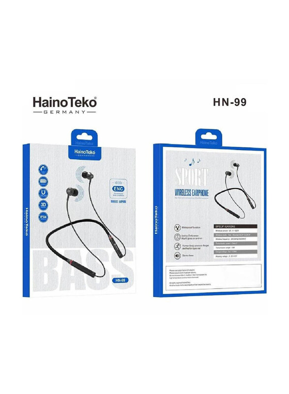 

Haino Teko Germany ENC HN-99 In-Ear Wireless Bluetooth Waterproof Neckband, Black