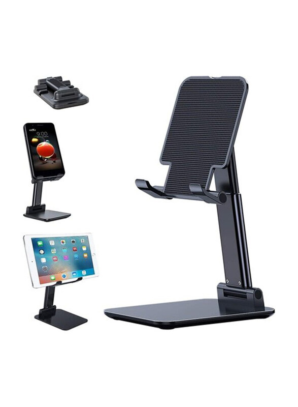 

Tenlamp Adjustable Angle & Height Foldable Desk Holder Cell Phone Stand with Stable & Anti-Slip Design, Black