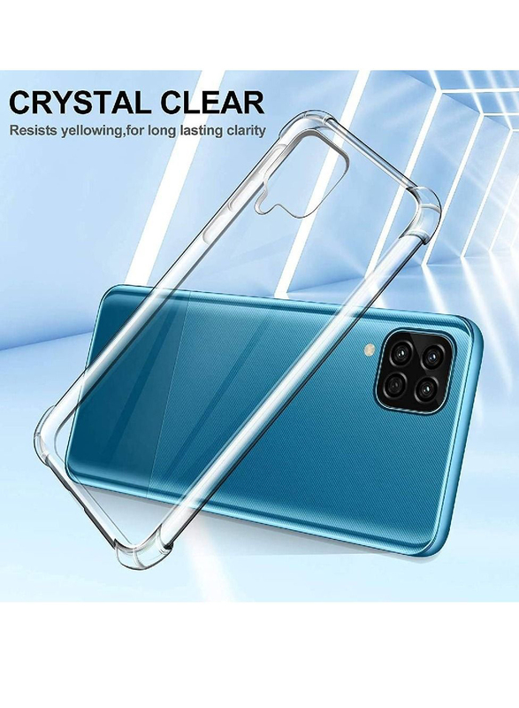 Samsung Galaxy A22 4G Shockproof Mobile Phone Case Cover with 2 Pieces Tempered Glass Screen Protector, Transparent