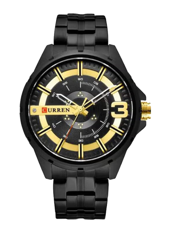 Curren Analog Watch for Men with Stainless Steel Band, Water Resistant, 8333, Black