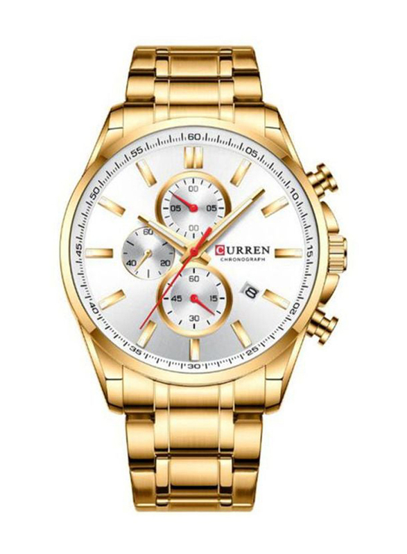 Curren Analog Watch for Men with Metal, J4224G-KM, Gold-White
