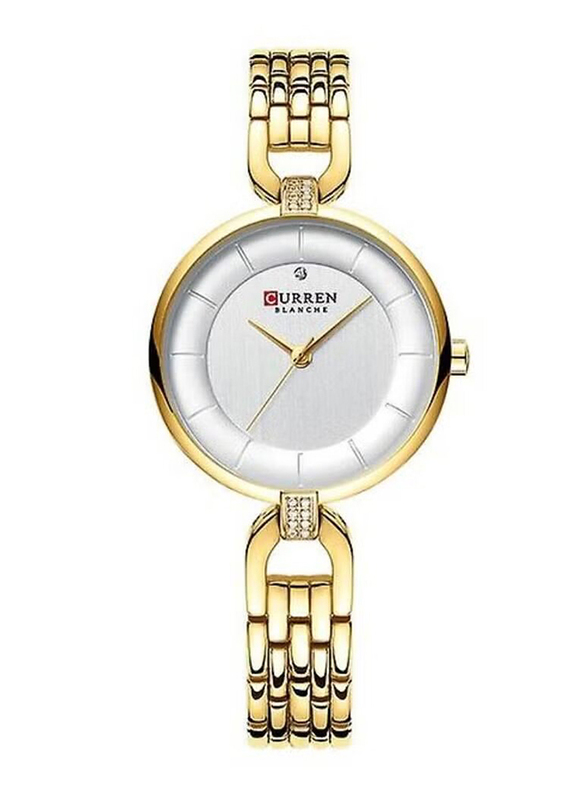 Curren Analog Watch for Women with Stainless Steel Band, Water Resistant, Gold-Silver