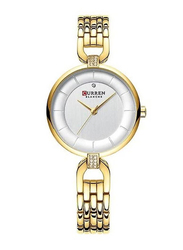 Curren Analog Watch for Women with Stainless Steel Band, Water Resistant, Gold-Silver