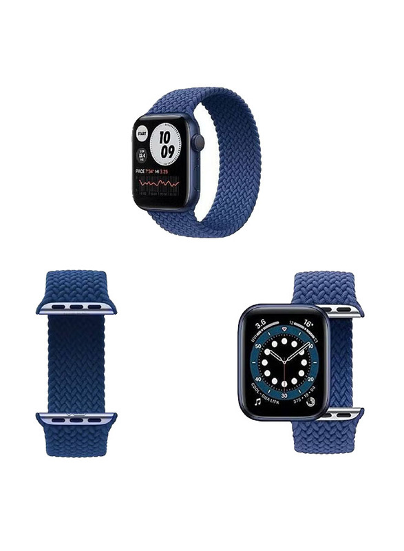 Braided Solo Loop Watch Band for Apple Watch Series 7 45mm, Blue