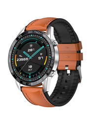 Xcell 33mm Classic 3TALK Smartwatch with Silver Frame with Leather Strap, 6291108205594, Brown