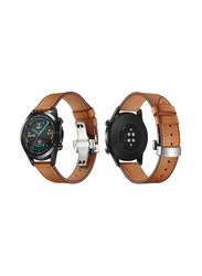Perfii Stylish Leather Replacement Band for Huawei Watch GT/GT 2 46mm, Brown