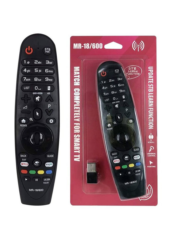 MR-18/600 Replacement Magic TV Remote Control for LG Televisions Smart TVs Netflix & Prime Hot Button, Black