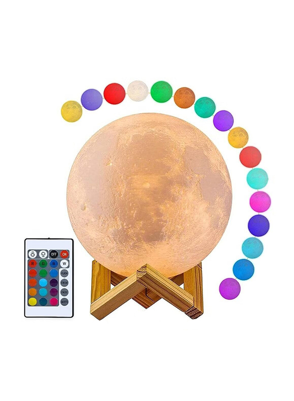 3D Printing 7.87 Inch Moon Lamp USB Charging & Touch Control Brightness Lunar Lamp, Multicolour