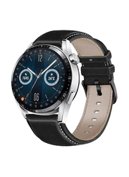 Genuine Leather Replacement Strap for Huawei Watch GT3, Black