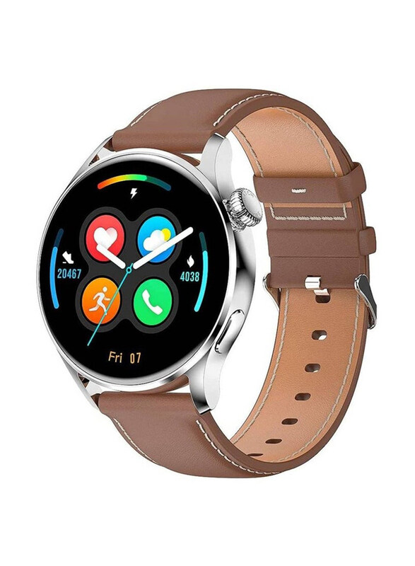 

Generic Full Touch Screen Round Smartwatch with Heart Rate Monitor, Brown