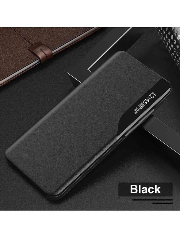 Case Me Protective Windows Smart View Flip Foldable Kickstand Case Cover for Xiaomi Mi 11 Ultra, Black