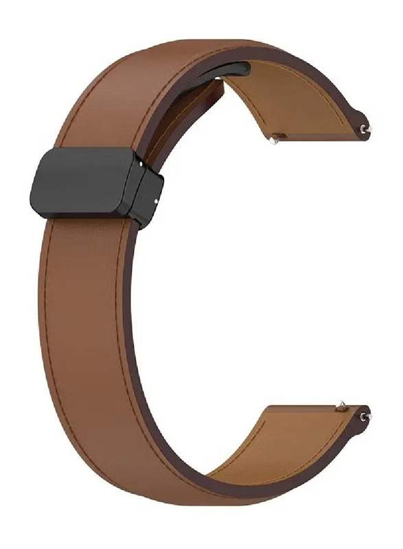 Perfii Genuine Cow Leather Folding Buckle Watch Strap for Samsung Gear S3 Frontier / Gear S3 Classic / Gear2 R380 / Gear2 Neo R381, Brown