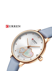 Curren Analog Watch for Women with Leather, J-4817BL, Blue-White