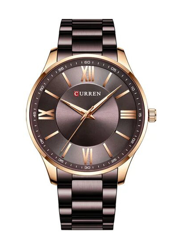 Curren Analog Watch for Men with Stainless Steel Band, Water Resistant, Brown/Brown